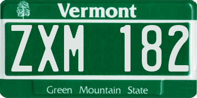 VT license plate ZXM182