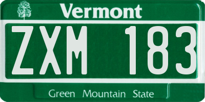VT license plate ZXM183
