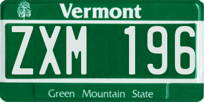 VT license plate ZXM196
