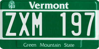 VT license plate ZXM197