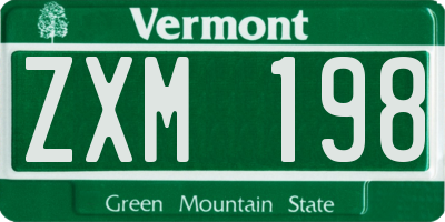 VT license plate ZXM198