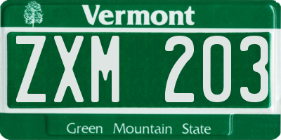VT license plate ZXM203