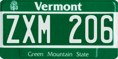 VT license plate ZXM206