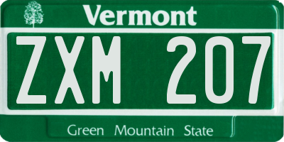 VT license plate ZXM207