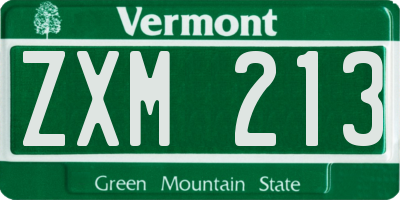 VT license plate ZXM213