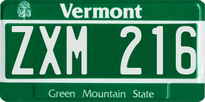 VT license plate ZXM216