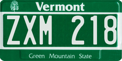 VT license plate ZXM218