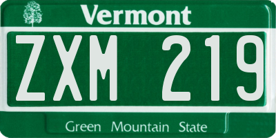 VT license plate ZXM219