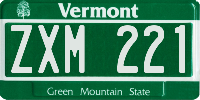 VT license plate ZXM221