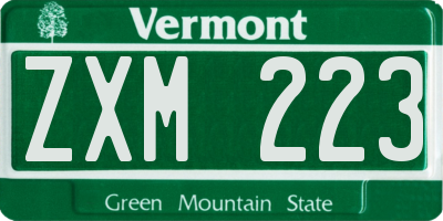 VT license plate ZXM223