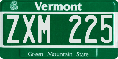VT license plate ZXM225