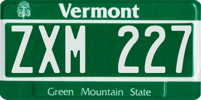 VT license plate ZXM227