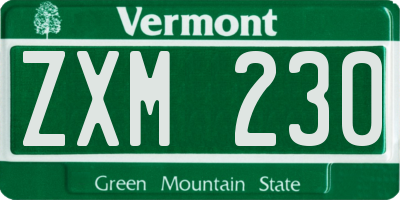 VT license plate ZXM230