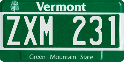 VT license plate ZXM231