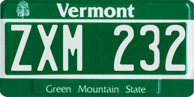 VT license plate ZXM232
