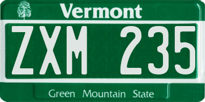 VT license plate ZXM235