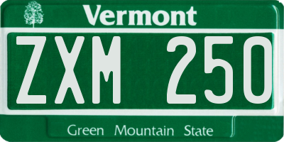 VT license plate ZXM250