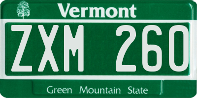 VT license plate ZXM260