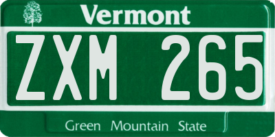 VT license plate ZXM265