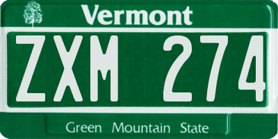 VT license plate ZXM274