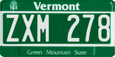VT license plate ZXM278