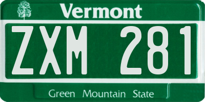 VT license plate ZXM281