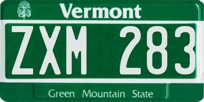 VT license plate ZXM283