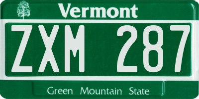 VT license plate ZXM287