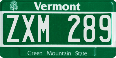 VT license plate ZXM289