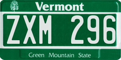 VT license plate ZXM296