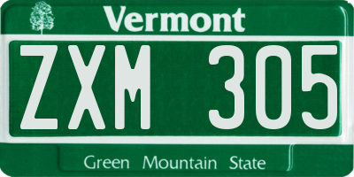 VT license plate ZXM305