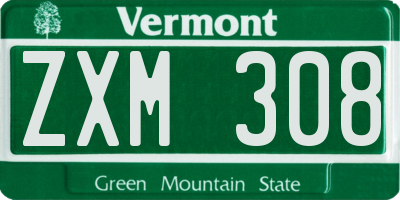VT license plate ZXM308
