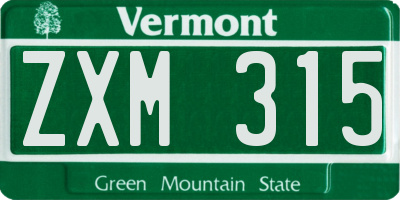 VT license plate ZXM315