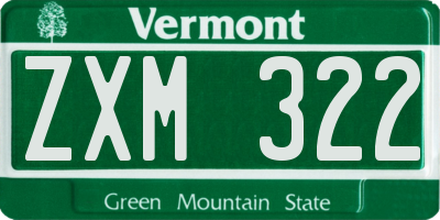 VT license plate ZXM322