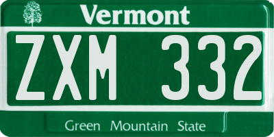 VT license plate ZXM332