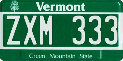 VT license plate ZXM333