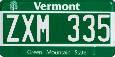 VT license plate ZXM335