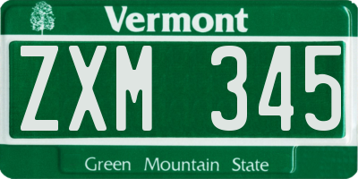 VT license plate ZXM345
