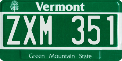 VT license plate ZXM351
