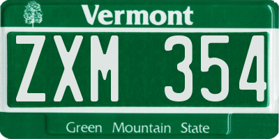 VT license plate ZXM354
