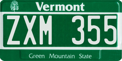 VT license plate ZXM355