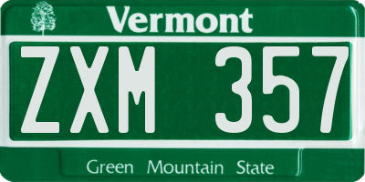 VT license plate ZXM357