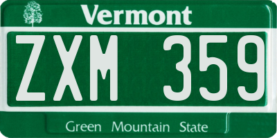 VT license plate ZXM359