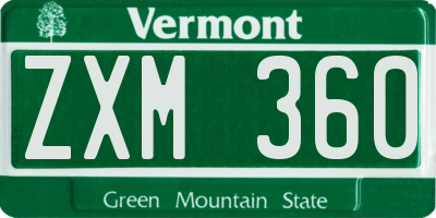VT license plate ZXM360