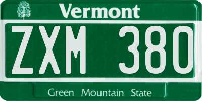 VT license plate ZXM380