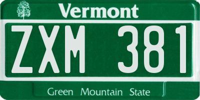 VT license plate ZXM381
