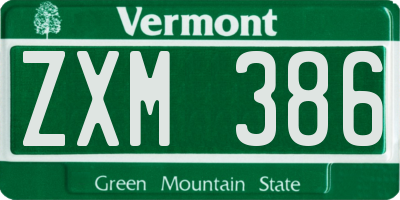 VT license plate ZXM386
