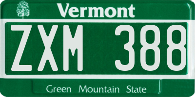 VT license plate ZXM388