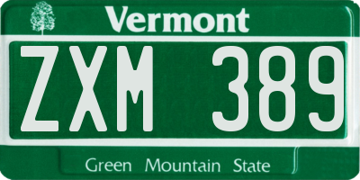 VT license plate ZXM389
