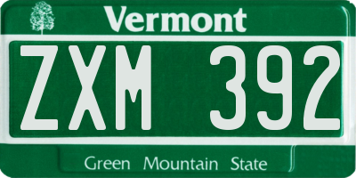 VT license plate ZXM392
